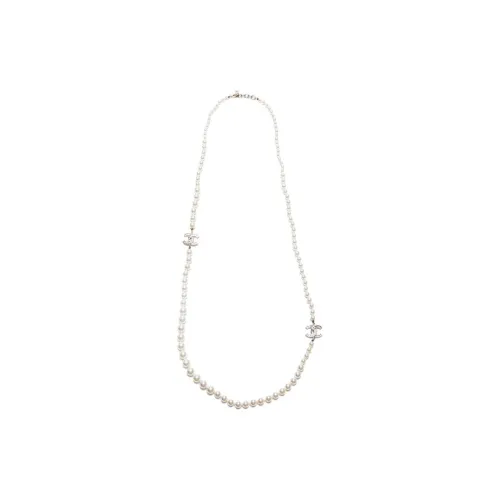 CHANEL CC Rhinestone Artificial Pearl Necklaces Women's White CHANEL CC Стразы Искусственный Жемчуг Ожерелья Женские Белые