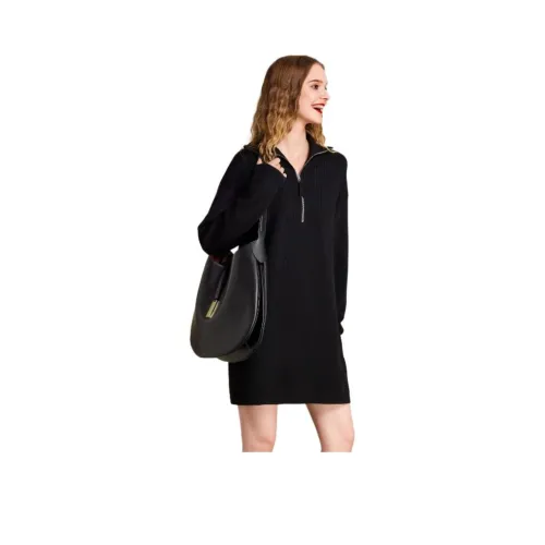 HAVVA Длинное платье с длинными рукавами женское черное