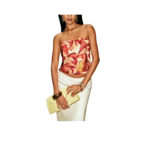 REFORMATION Spritz Шелковый топ без бретелек женский