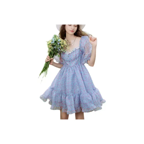 JORYAweekend Короткий рукав Платье Женское Синий