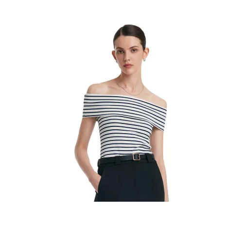 GOELIA T Рубашка Женская Синяя Белая Полосатая