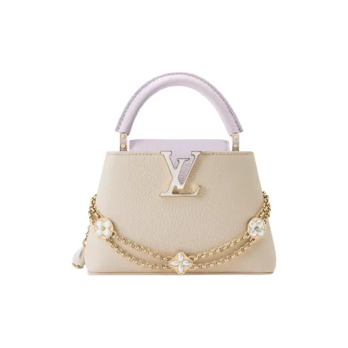 LOUIS VUITTON Capucines Taurillon Коровья кожа Сумка Мини Женские Кварц Туманный