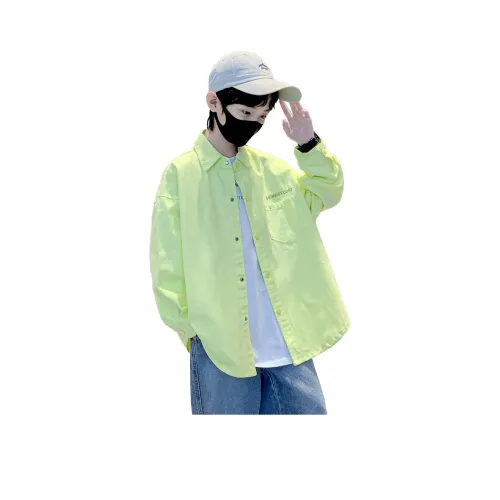 The panda is round Длинный рукав Рубашка Неоновый зеленый Детский