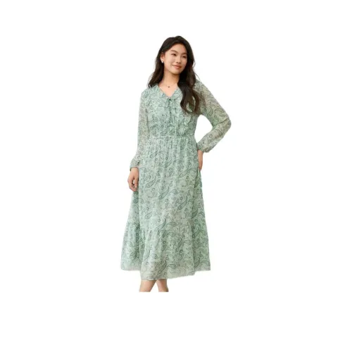 XIANLIXIU Green Женские Длинные Рукава Платья