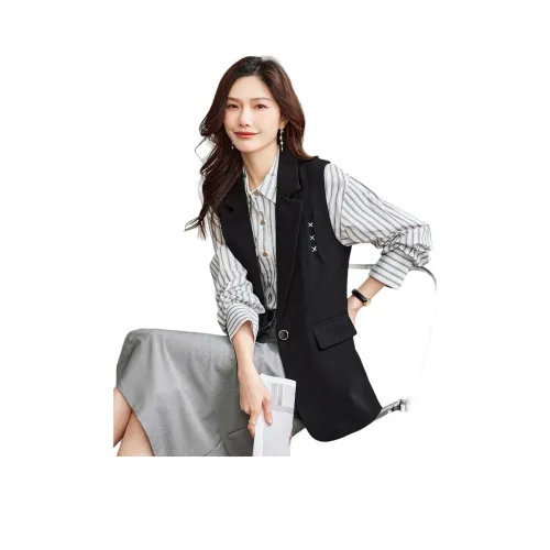 TERRE BLEUE Весенний Осенний Жилет Свободного кроя Женский