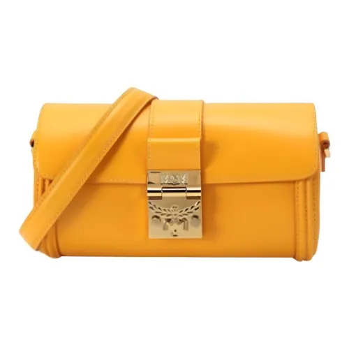 MCM Tracy Visetos Коровья кожа Сумка через плечо Маленькая Женская Желтая