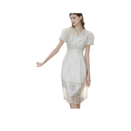 Caroline Короткий рукав Платье Женское Экрю