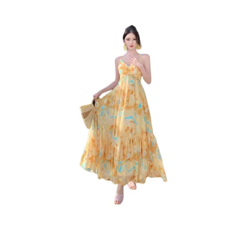 Желтые слиплатья с принтом для женщин