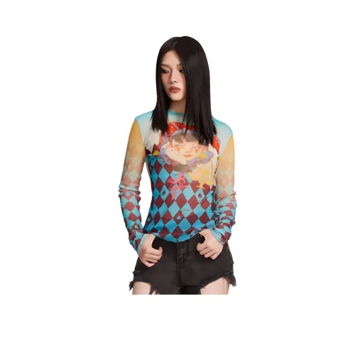 LALABOBO Т-рубашка с оборванным рукавом женская синяя