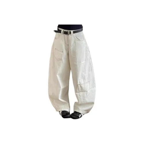 WICK BUEN Белый [Без ремня] Женские Джинсы