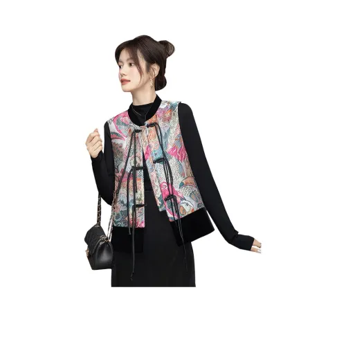 Cypress House Жилет Женский Розовый Красный Жаккард