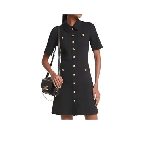 Michael Kors Черное Женское Короткое Платье с Рукавами