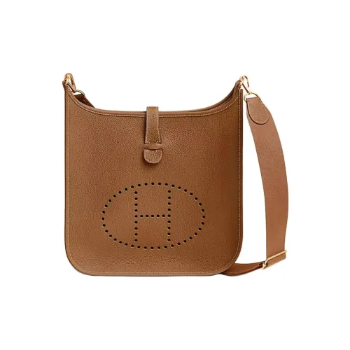 HERMES Evelyne Сумка через плечо из коровьей кожи женская 37 золотисто-коричневый