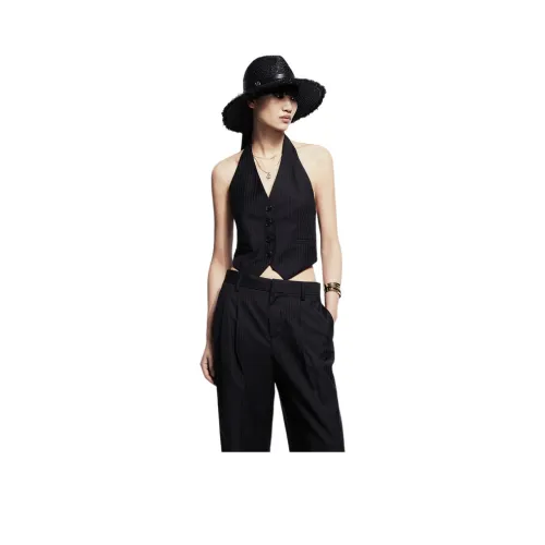 MO CO Черный Серый Полосы Женские Жилеты