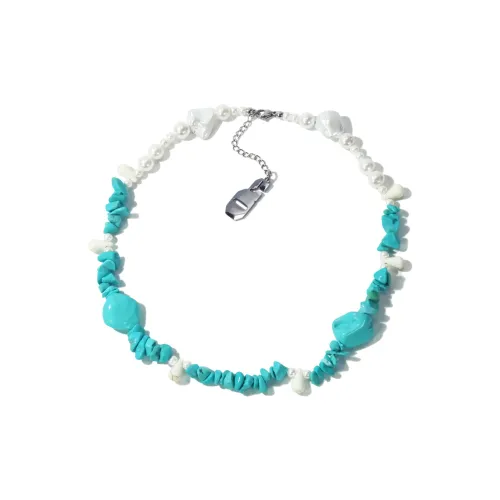 Get'em ON Белый Зеленый Shell Бусины Белый Зеленый Pebble Ожерелья Унисекс