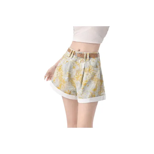 YEARNED Желтые Женские Джинсовые Шорты