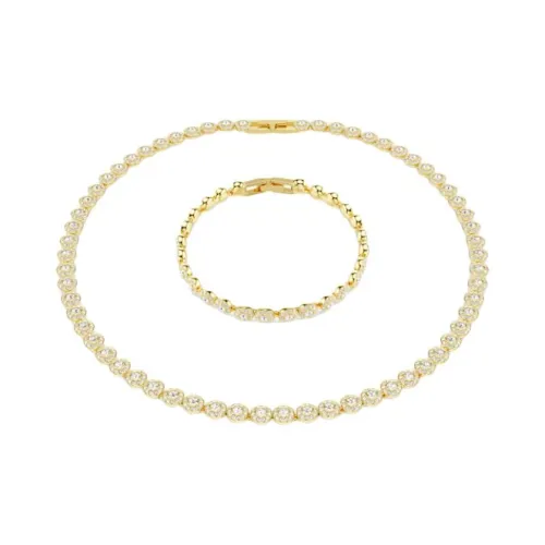 Swarovski Una Angelic Кристальный Ожерелье и Браслет Комплект Одежды Женский Золотой
