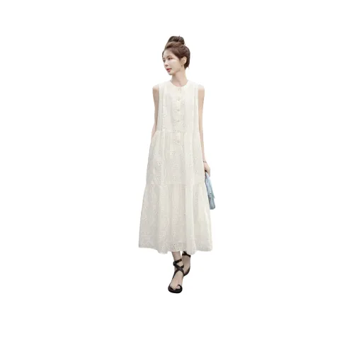 Cypress House Без рукавов Платье Женское Абрикосовое