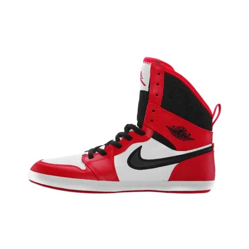 Jordan Air Jordan 1 Устойчивый к истиранию Высокий Топ Детские Скейтбординги Красный Подростки