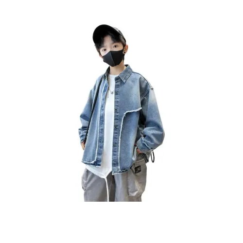 The panda is round Деним Рубашка Синий Детский