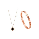 Клевер четырехлистный, ожерелье + браслет (1 пара)