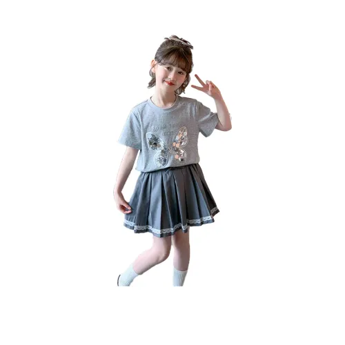 Детский комплект Jiao Ni с юбкой 3-7 лет серый