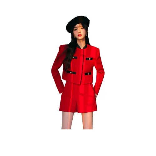 GUO JINGYI Cropped Coat Women's Red GUO JINGYI Укороченное пальто женское красное