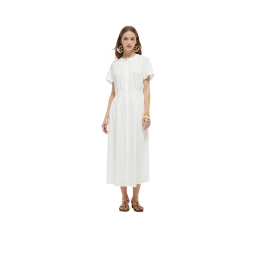 GOELIA 05W Экрю Женские Короткие Платья с Рукавами