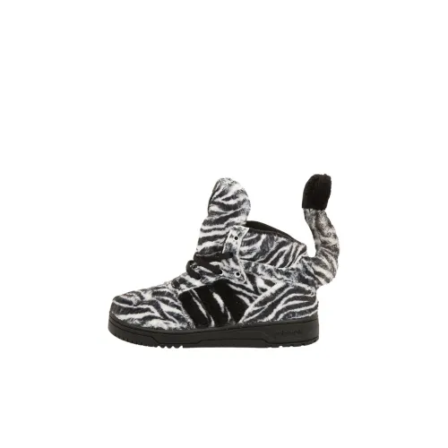 Adidas Originals JEREMY SCOTT Устойчивая к истиранию высокая обувь для малышей Черный Белый Для младенцев и малышей