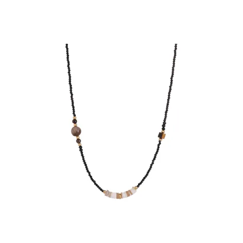 Dujue Black Crystal Shell Stones Necklaces Women's
