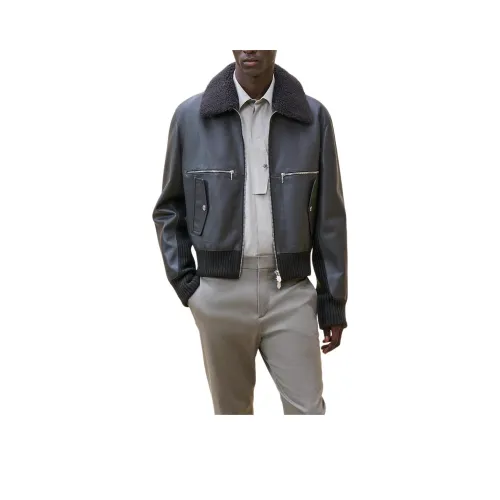 HERMES Коричневый Мужская Кожаная Куртка