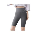 Серый [Высокая посадка, подтяжка ягодиц] Брюки длиной до колена, полиэстер