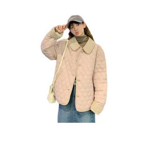 Tonlion Хлопковый пуховик женский серо-розовый