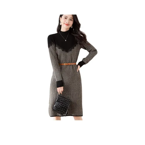 X MOOM Длинное платье с длинными рукавами женское черное