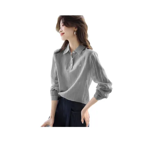 Mo Han Yi Mei Дымчато-синий Женские Рубашки