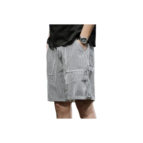 AOYU Черно-белые полосы Унисекс Джинсовые шорты