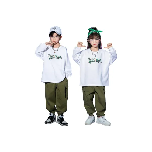 ULOVAZN 672 Белая с длинным рукавом + 807 Армейский зеленый брюки для детей, повседневная спортивная одежда