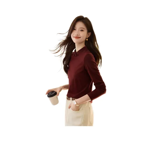Mo Han Yi Mei T Рубашка Женская Бордовая