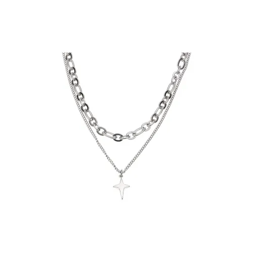 FOREVER MELODY Титановые стальные ожерелья унисекс серебряные