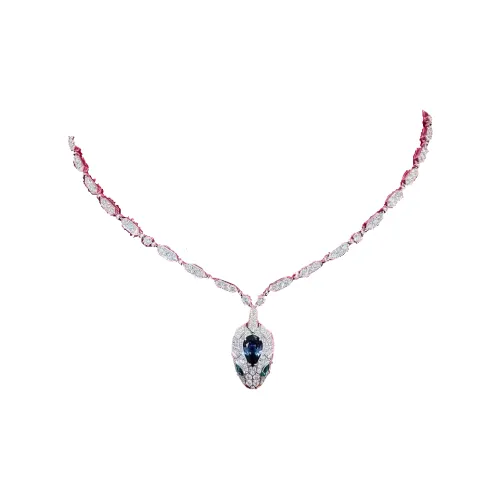 BVLGARI Serpenti Колье Белое Золото 18 Карат, Глаза Змеи Из Изумруда