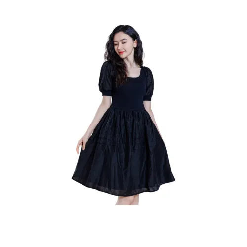 Fay Короткий рукав Платье Женское Черное