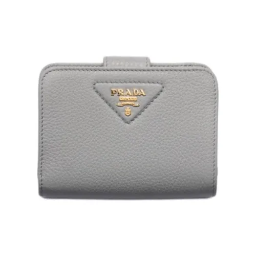 PRADA Vitello Dino Коровья кожа Кошелек Маленький Женский Светло-серый