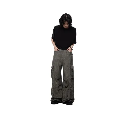 0 CROWORLD Карго-брюки Унисекс Бежевый Серый