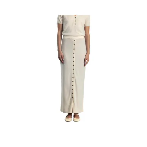 ALLUDE Крем Женские Вязаные Длинные Юбки