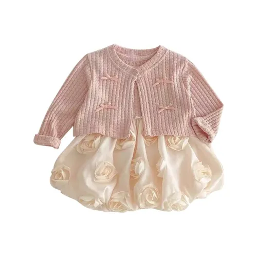FrogPrince Розовый Ttl Розовый Кардиган + FLUFFY Юбка Kids Комплекты с юбкой