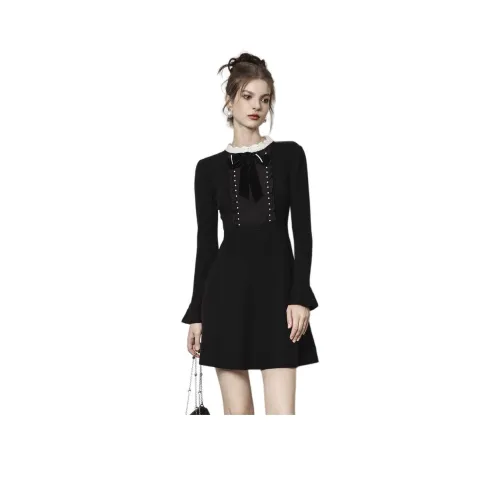 AIVEI Длинное платье с длинным рукавом женское черное