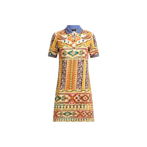 ETRO Желтые Женские Короткие Платья с Рукавами
