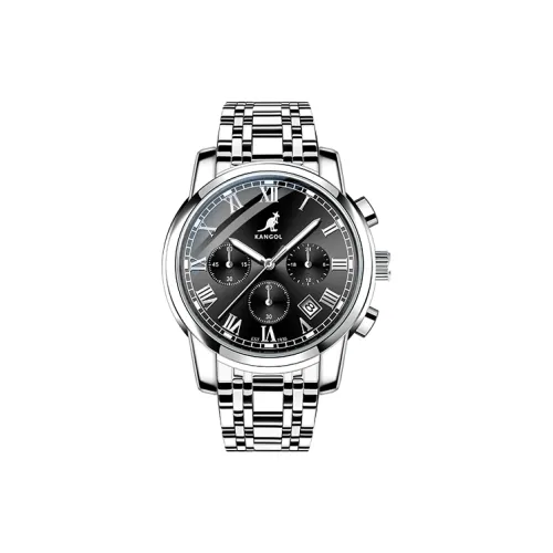 KANGOL Noble Black Механическое Кварцевое Часы Нержавеющая Сталь Ремешок Часы Мужские Черный Циферблат