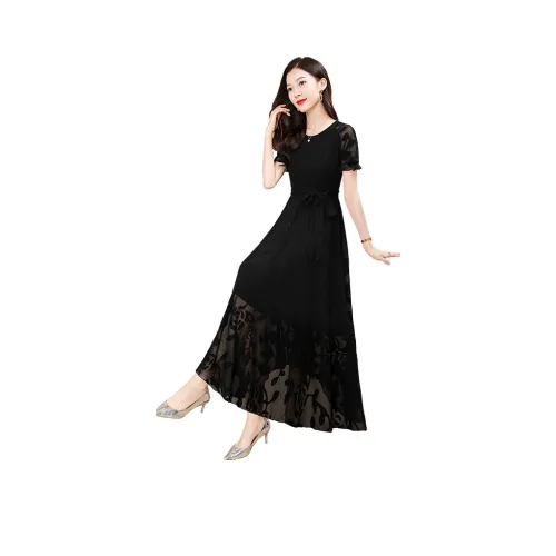 Cypress House Короткий рукав Платье Женское Черное