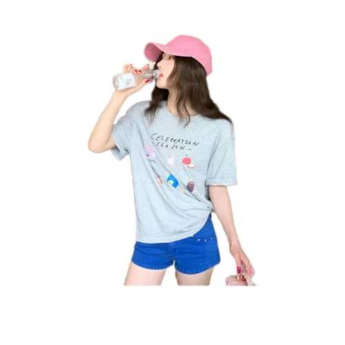 NANING9 T-рубашка Женская Светло-Фотиния Серый